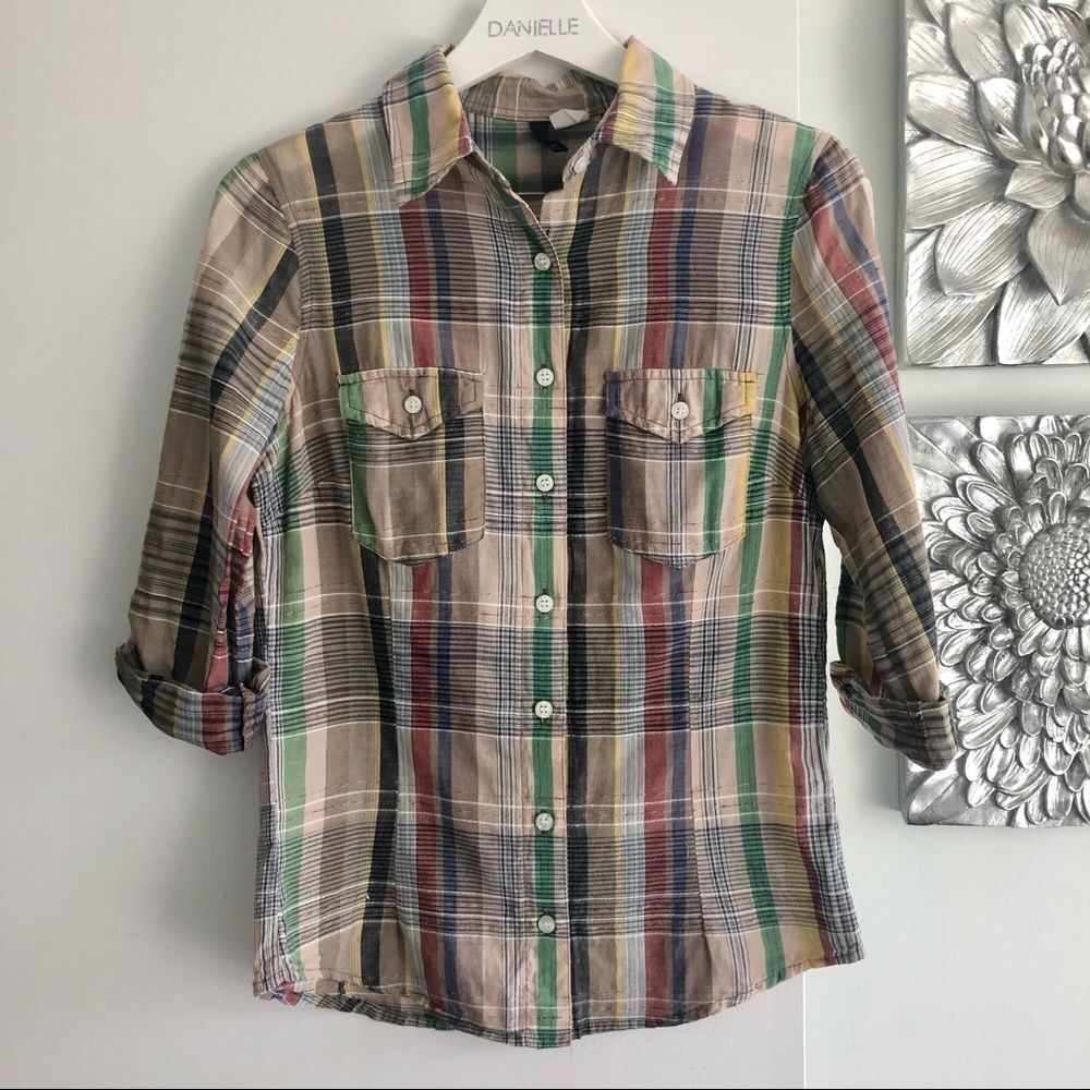 H&M Plaid Button-Down Top